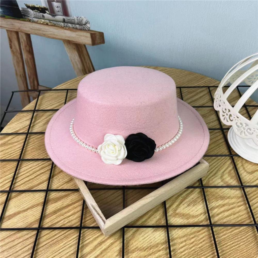 10CM Wide Brim Flat Top Felt Hat French Hepburn Style Panama Trilby Cap New Jazz Hats  Gift