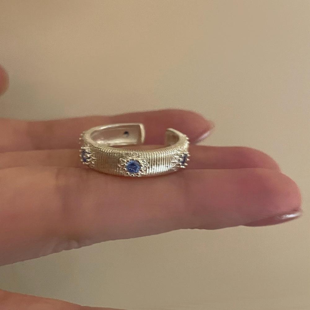 Li Luo Vintage Gold Brushed 925 Sterling Silver Adjustable Women's Ring