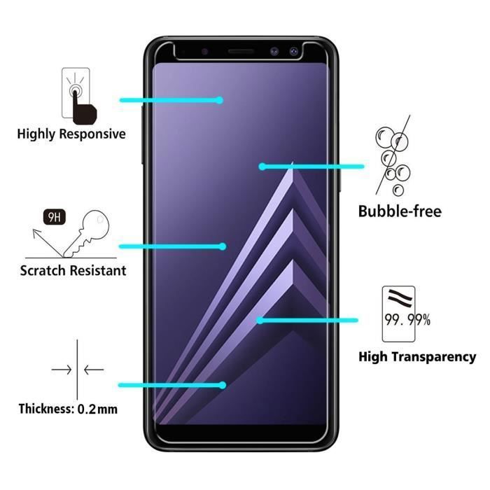 Verre Trempé pour Samsung Galaxy A8 2018 A530 - Film Integral Transparent Vitre Protection Ecran Resistant [Phonillico®]