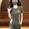Casual Sports Suit for Women, Summer Temperament, Fashionable Style, Age-reducing Short-sleeved Straight Pants Two-piece Set