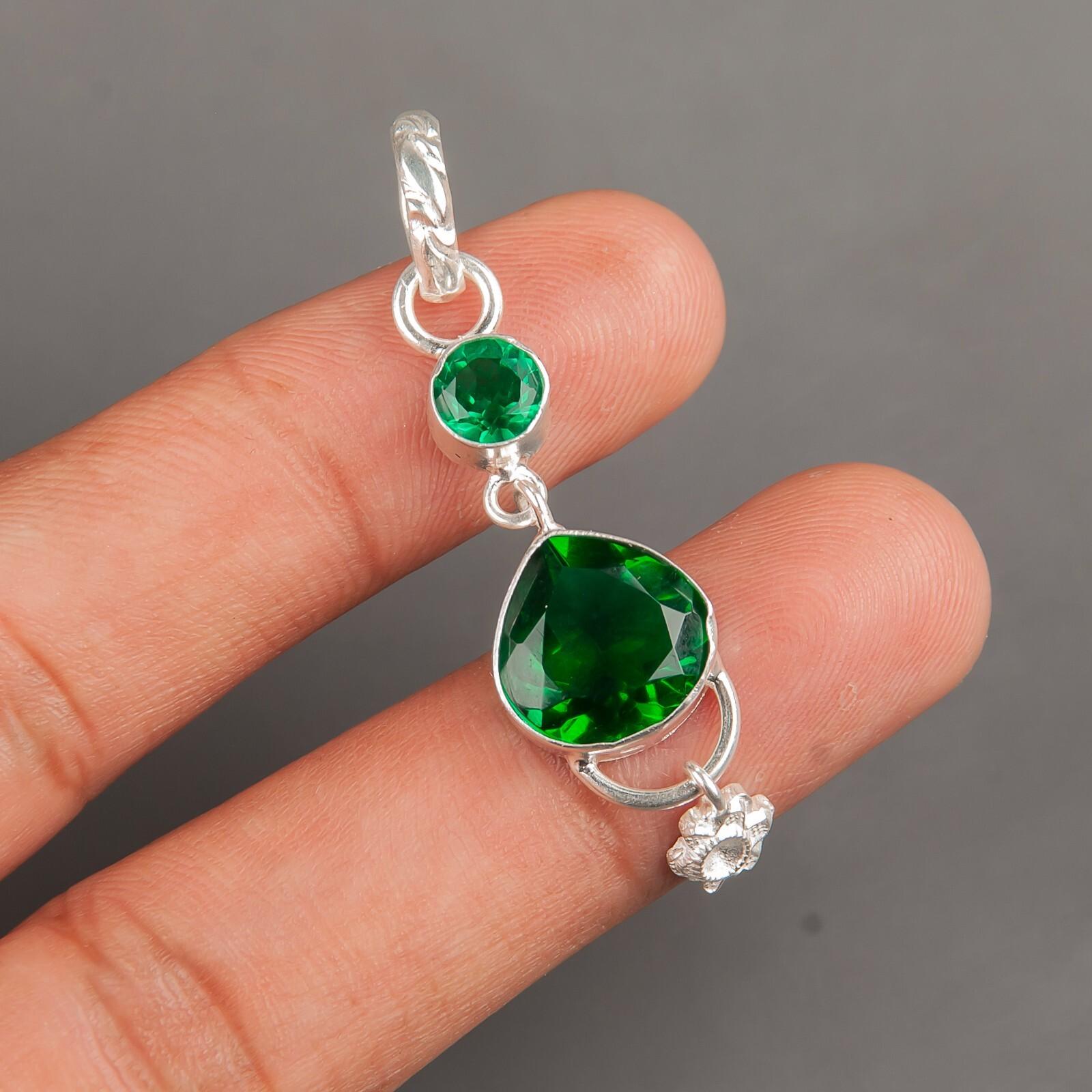 

Хромдиопсид Драгоценный камень 925 Стерлинговое серебро Ювелирные изделия Ручной работы Бохо Подвеска 2.00 PP-5-8