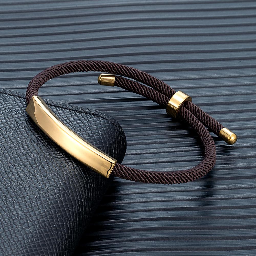 Punk SOS Custom logo Engrave Text Rope Bracelet customize Stainless Steel Bracelets For Women Men ID Bracelet