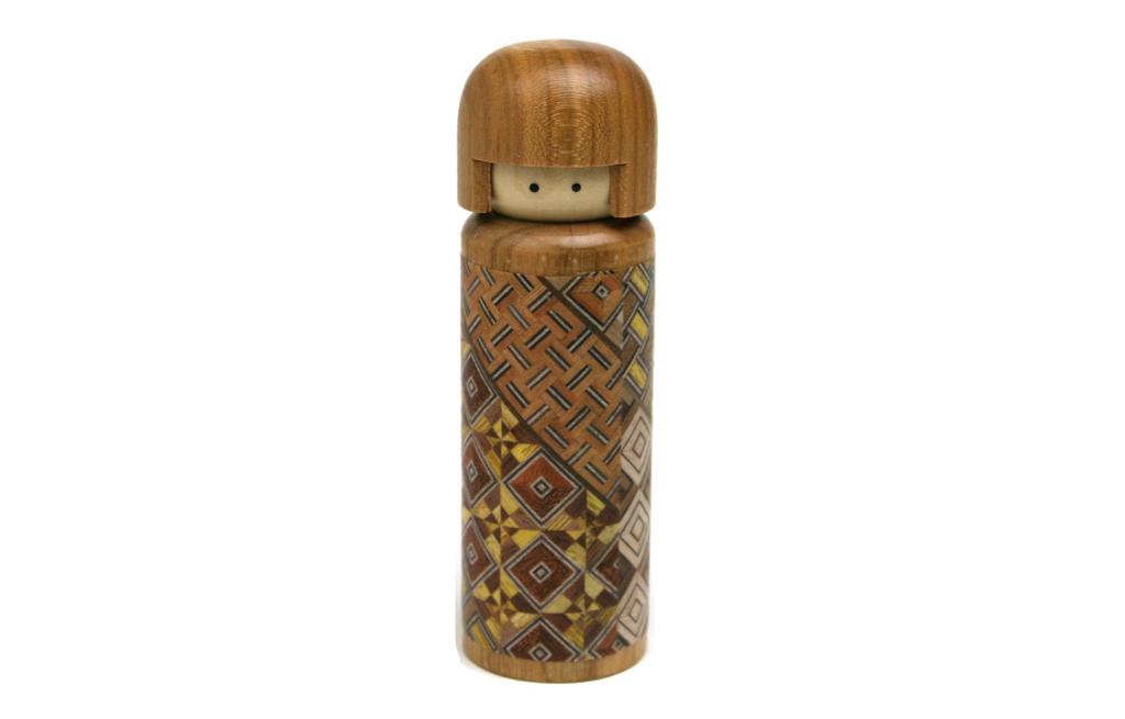 Marquetry Kokeshi Toothpick Holder Hakone Maruyama Bussan -