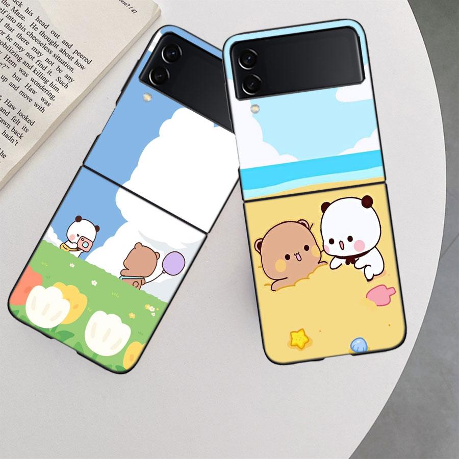 Cute BuBu DuDu Phone Case For Samsung Z Flip 7 6 5G Galaxy Z Flip 5 4 3 Black Hard Cell Cover Luxury PC Shell Coque