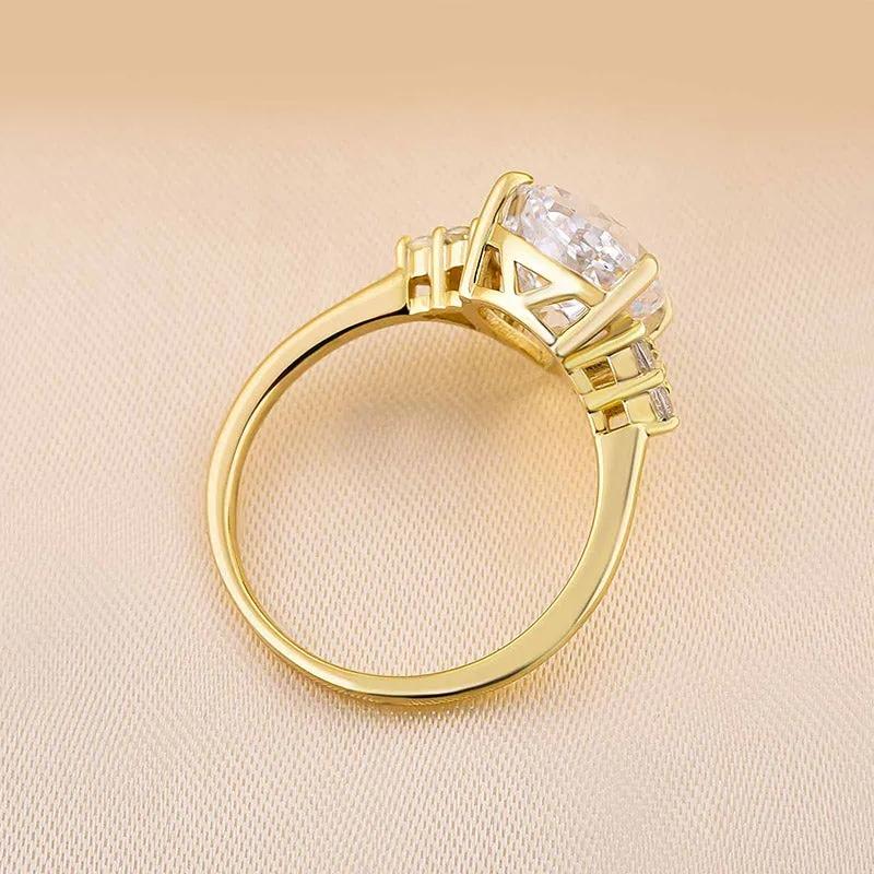 Luxury Drop-shaped Zirconia Wedding Band Female Fashion Gold Color Proposal Ring for Women Simple Gorgeous Accessories