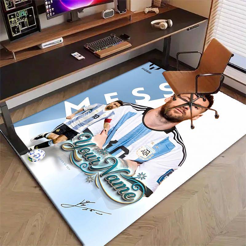 M-Messi Design Area Rug Personalized Name- Non-Slip, Soft & Cozy Floor Mat for Living Room, Office - Indoor/Outdoor Carpet