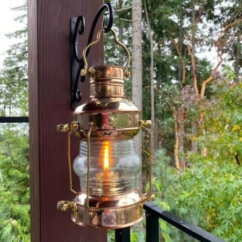 Antique Brass Copper Oil Lantern/Lamp, Nautical Brass Oil Burner Antique Boat Lantern, Marine Oil Lantern/Lamp Copper Lamp Home Decorative