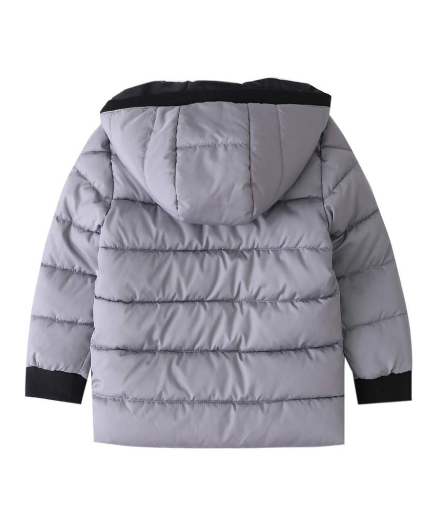 Hiheart Padded and Perfect for Fall and Size 110 Kids' Jacket, Coat, Hooded, Fleece-Lined, Windproof, Cold-Proof, Winter, Gray,