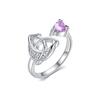 Celtic Knot Birthstone Heart Ring with Multi-Color Zirconia and Paved Diamonds - Retro Style Jewelry for Women