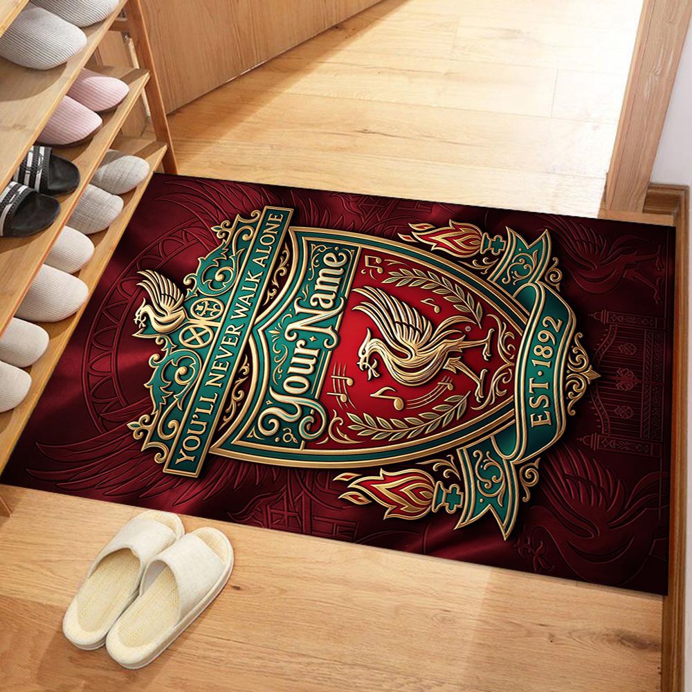 Liverpool Fc Personalized Name Floor Rug Office Rug Design For Game Room Hallway Bedrooms Living Rooms Antislip Carpet Anime Office Decor