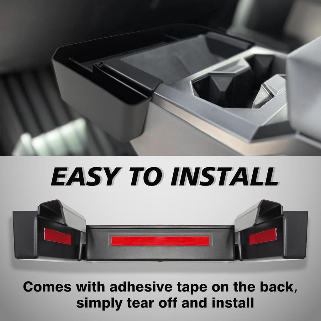 BestEvMod Center Console Front Organizer Cup Holders Front Tray Compatible with Tesla Cybertruck 2024+ Accessories Pickup Console Storage Box Tray 