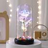 Gold Rose Glass Cover Ornament with Light Music To Send Valentine's Day Women's Day Immortal Flower Creative Gift