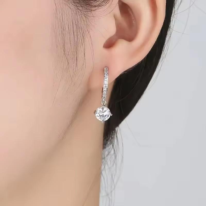 New Luxury Sparkling Inlaid Zirconia Geometric Women'S Earrings Personalized Trend Party Jewelry Accessories