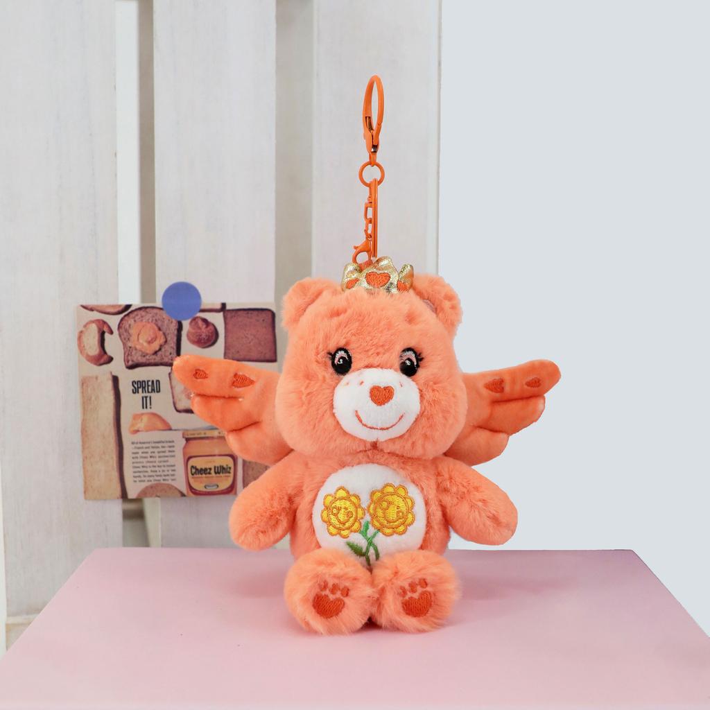 Care Bears Cute Angel Wings 15cm Plush Keychain Stuffed Doll Pendant Kawaii Bag Charm Luggage Accessory Soft Stuffed Animal Key