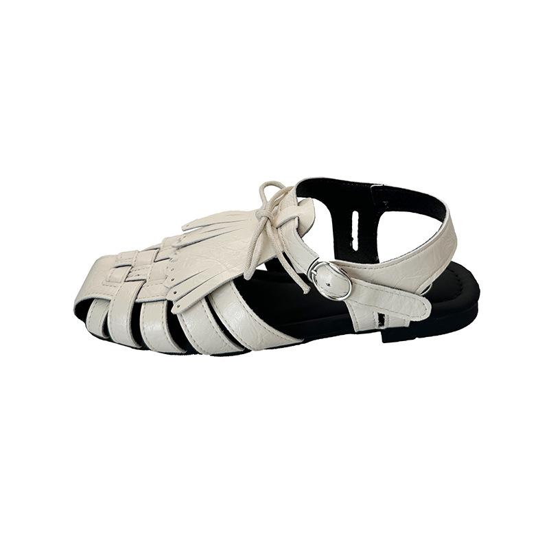 Baotou Sandals Outer Wear Weaving 2025 Spring and Summer New Soft Sole Comfortable Versatile Fresh Shoes Buckle Sandals