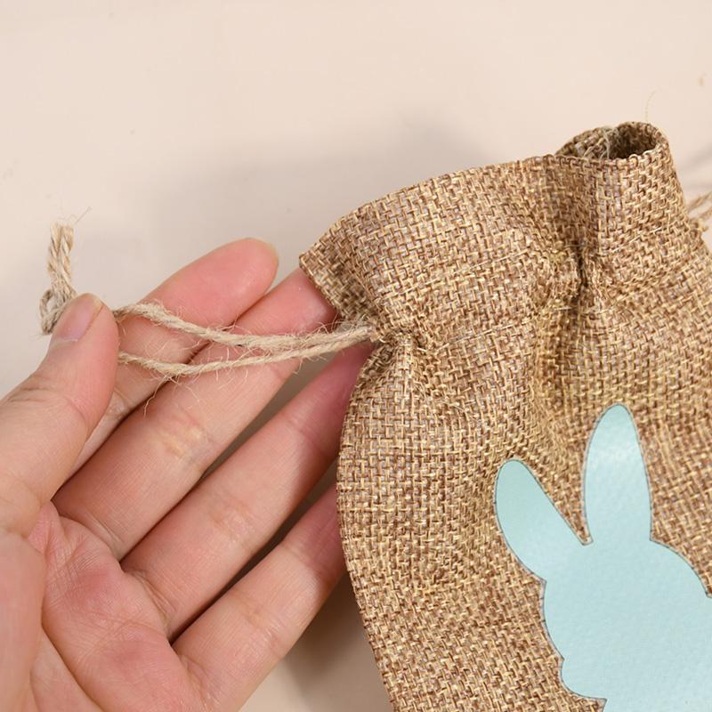 24/6 Stück Oster-Leinen-Süßigkeiten-Geschenktüte Niedlicher Hase Keks-Snack-Verpackung Leckerli-Beutel Kinder Frohe Ostern Party-Dekoration Zubehör