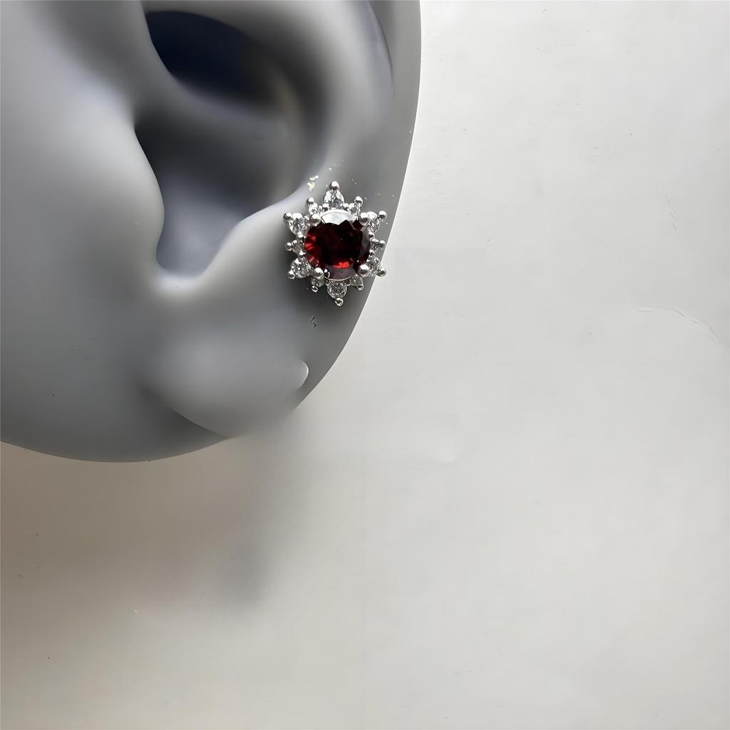 Dark Goth Style Demon Wings Tassel Chain Cross-shaped Hoop Earrings Red Zircon Snowflake Stud Earrings Men Women's Punk Jewelry