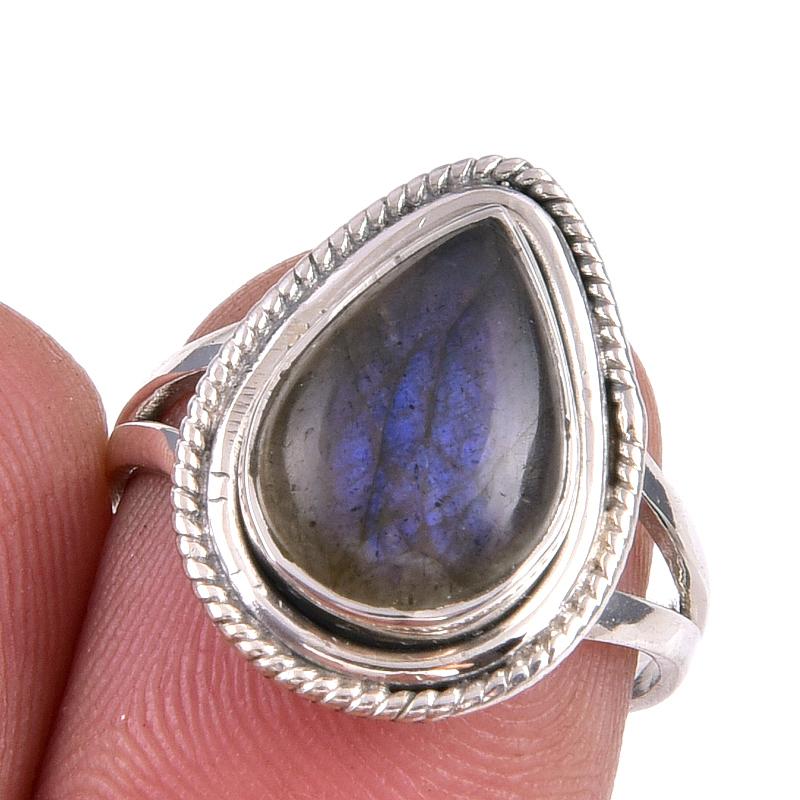 

Natural Labradorite Gemstone 925 Solid Sterling Silver Jewelry Ring S.6.5 l4d71