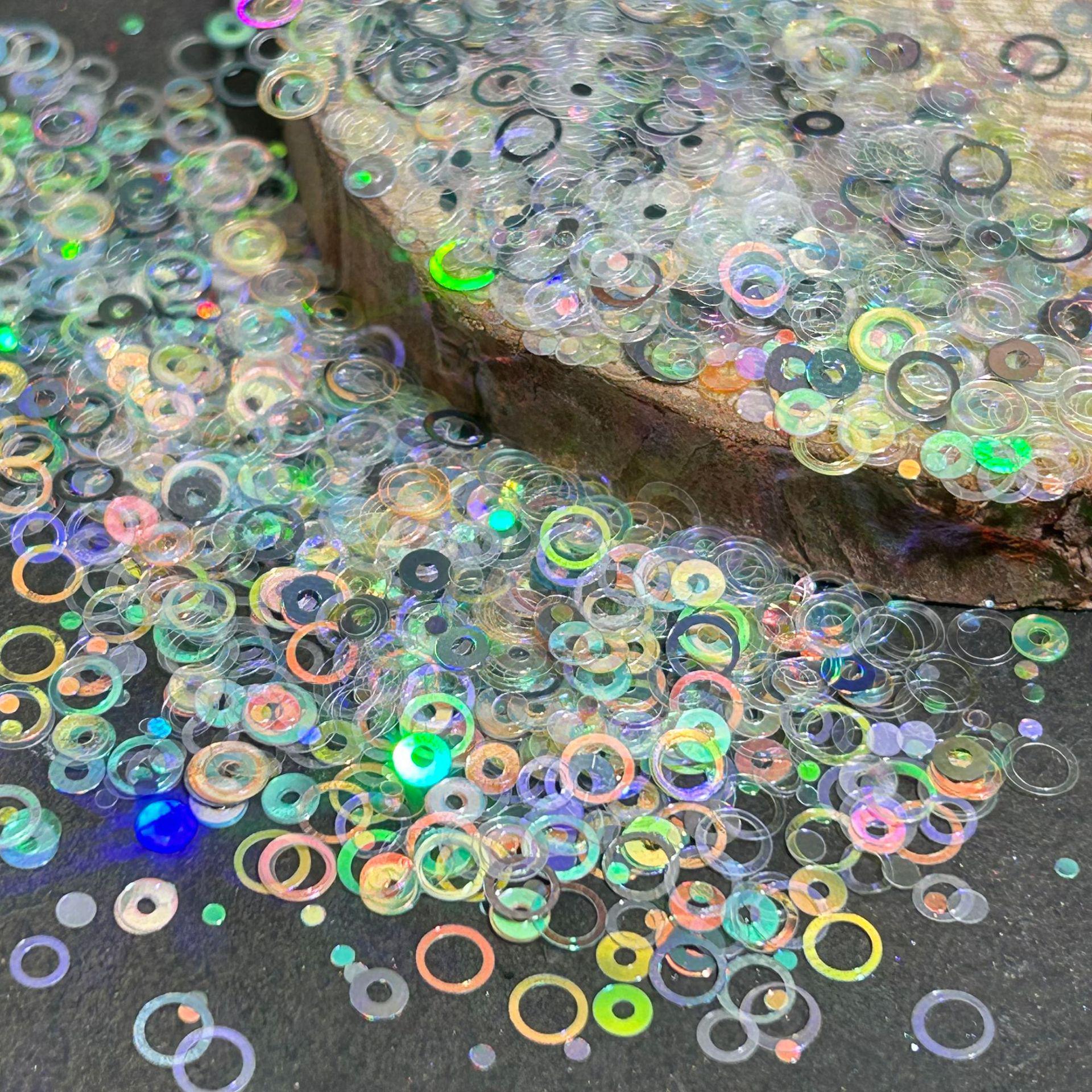 

Радужные полые круглые пайетки для нейл-арта 50g