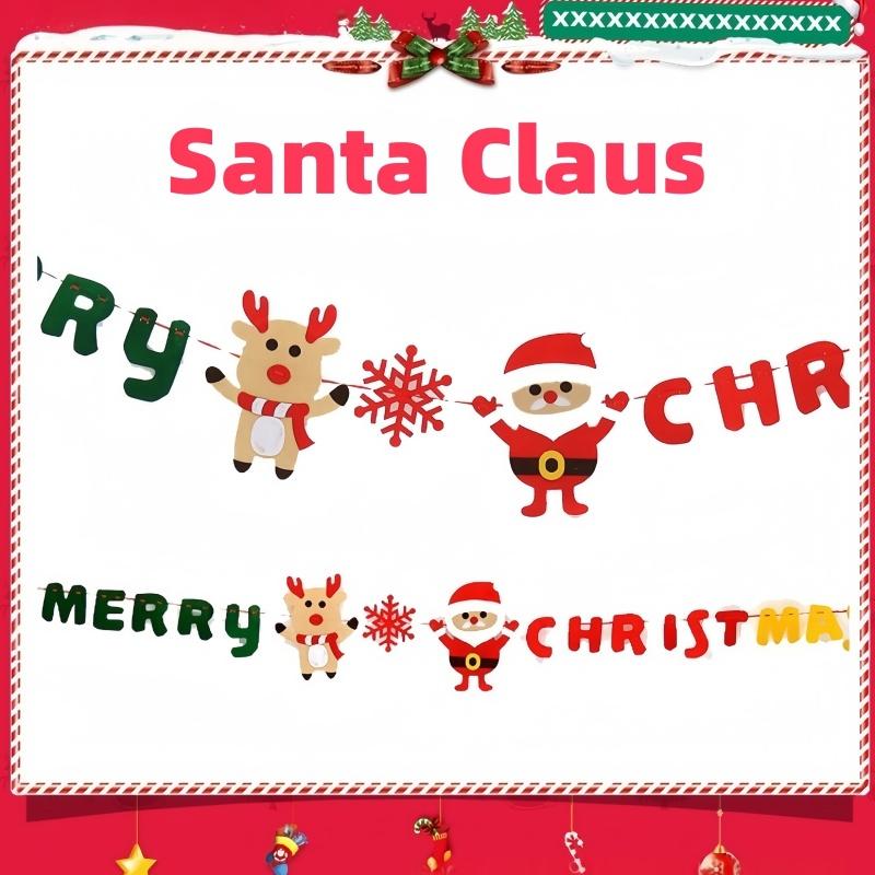Merry Christmas Banner Holiday Bunting Garlands Elk Festive Party Decoration for Holiday Xmas New Year Party Home Supplies