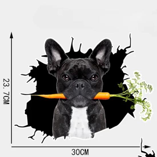 1pc Hole Bulldog Car Stickers Personalized Auto Body Bumper Decals Creative Cartoon Cover Scratches Waterproof Animal Decoration