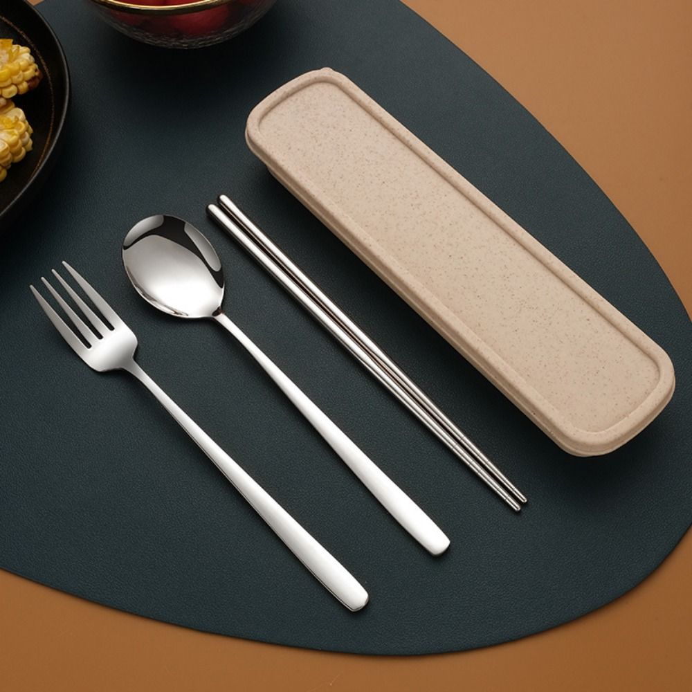 Stainless Steel Tableware Set 3 in 1 Travel Cutlery Set Gift Travel Flatware  Bar Accessories
