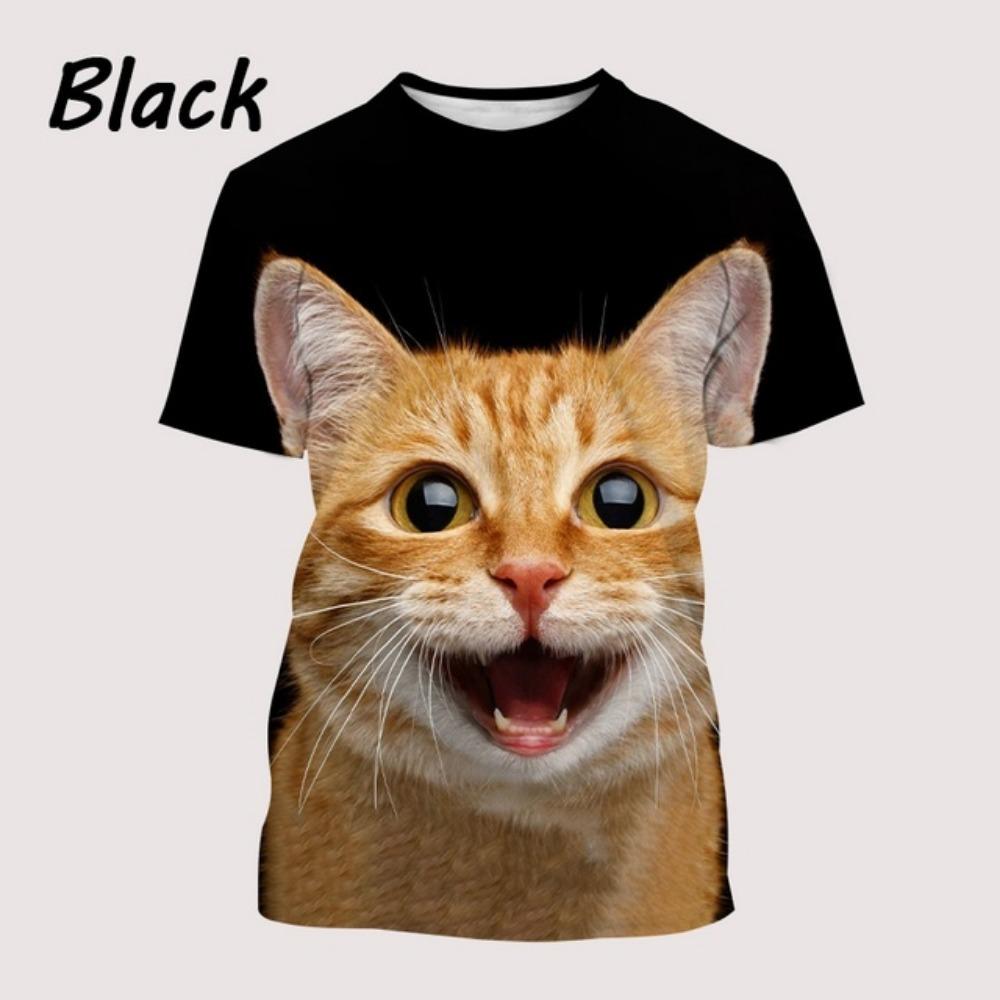Women's T-Shirts Harajuku Cat Graphic Print 3D Tops Summer Short Sleeve Casual Tees Kawaii Animal T Shirt