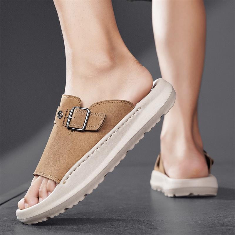 Fashion CYYTL Mens Slippers Casual Summer Shoes Beach Sandals Outdoor Slides Leather Walking Comfort Lightweight Luxury Designer Fashion