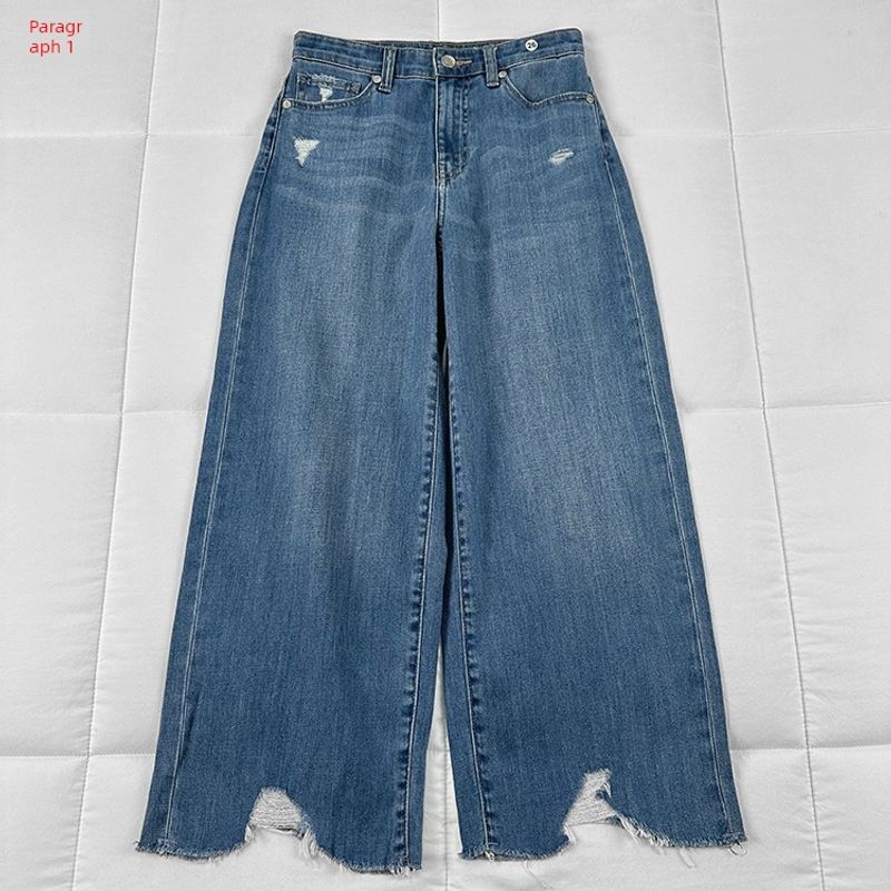 

Fitting Room Recommend Like to Wear Cropped Wide-Leg Pants Sisters Korean Style Versatile Retro Stretch Jeans Light blue 24