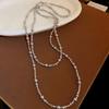 Diamond Water Drop Pearl Beaded Necklace Autumn and Winter French Light Luxury Sweater Chain Fashionable Versatile High-end Jewelry