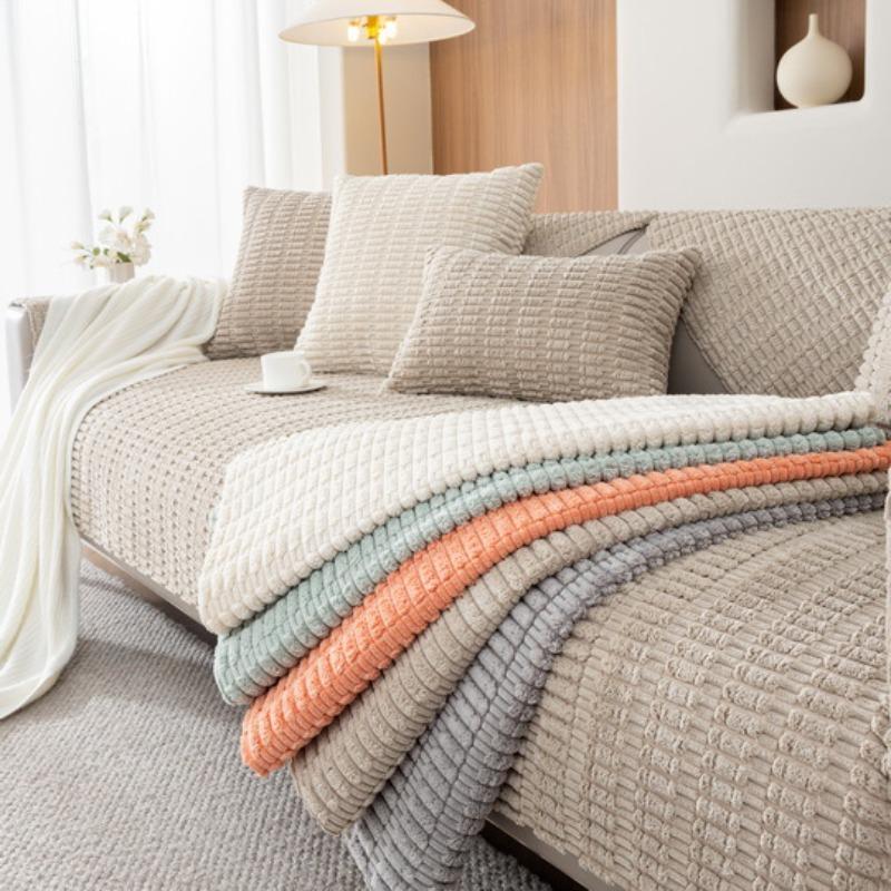 New Corduroy Sofa Cushion Winter Thickened Plush Cushion High-grade Non-slip Leather Sofa Cover Cover Cloth
