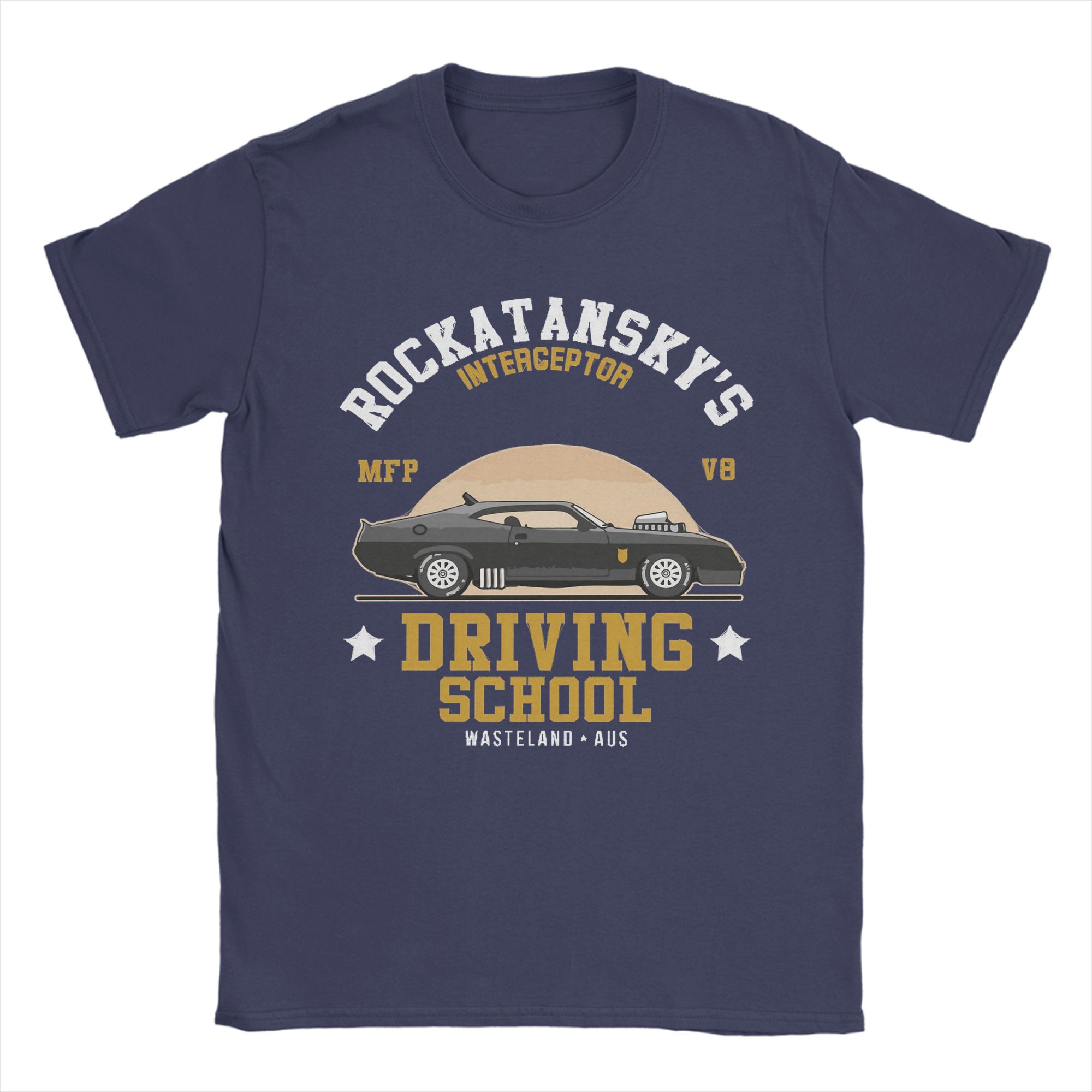 

Mad Max Rocktanskys Driving School T Shirts Men Cotton Unique T-Shirt Crewneck Tee Shirt Short Sleeve Clothes 4XL 5XL 4XL