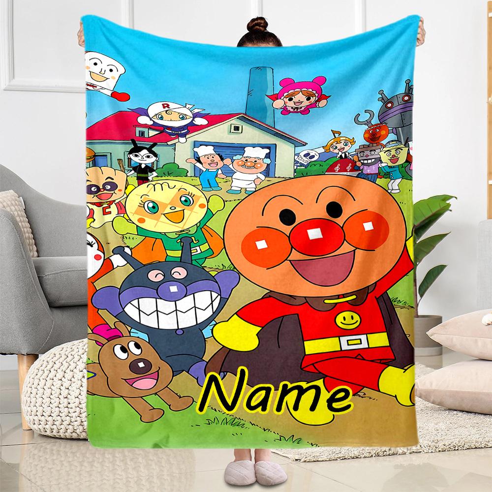 Anpanman Adventure Begins Blanket Durable Comfort Perfect for Couch Livingroom Sofa for All Seasons Digital Print Gift for Travel Home Birthdays