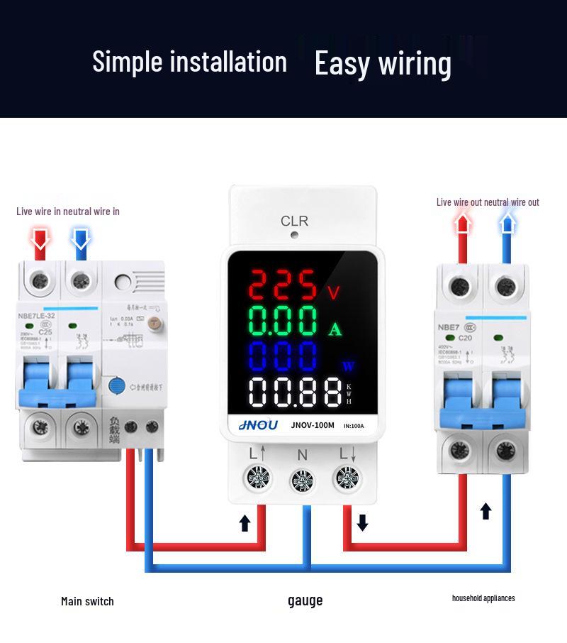 Digital Display Household Electric Meter: Multi-Function, Rail-Mount, AC 220V