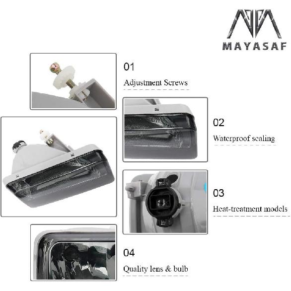 MAYASAF Smoked Lens Fog Light Pair Of Bumper Fog Lamp For CHEVY 2007-14 Silverado/Suburban/Avalanche/Tahoe, For GMC 2007-14 Sierra/Yukon, 2007-08