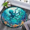 Octopus and Starfish Round Area Rug,Carpet Rug for Living Room Bedroom Sofa Playroom Decor,Non-slip Floor Mat