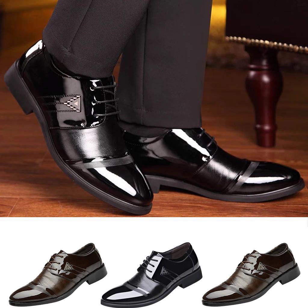 Buy Fashion Men Business Leather Shoes Casual Pointed Toe Lace Shoe
