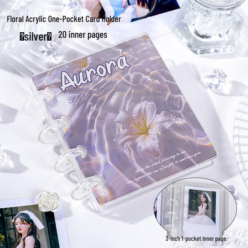 

Fumade 3-inch Mini Acrylic Ripple Card Holder - Silver 2-Pack