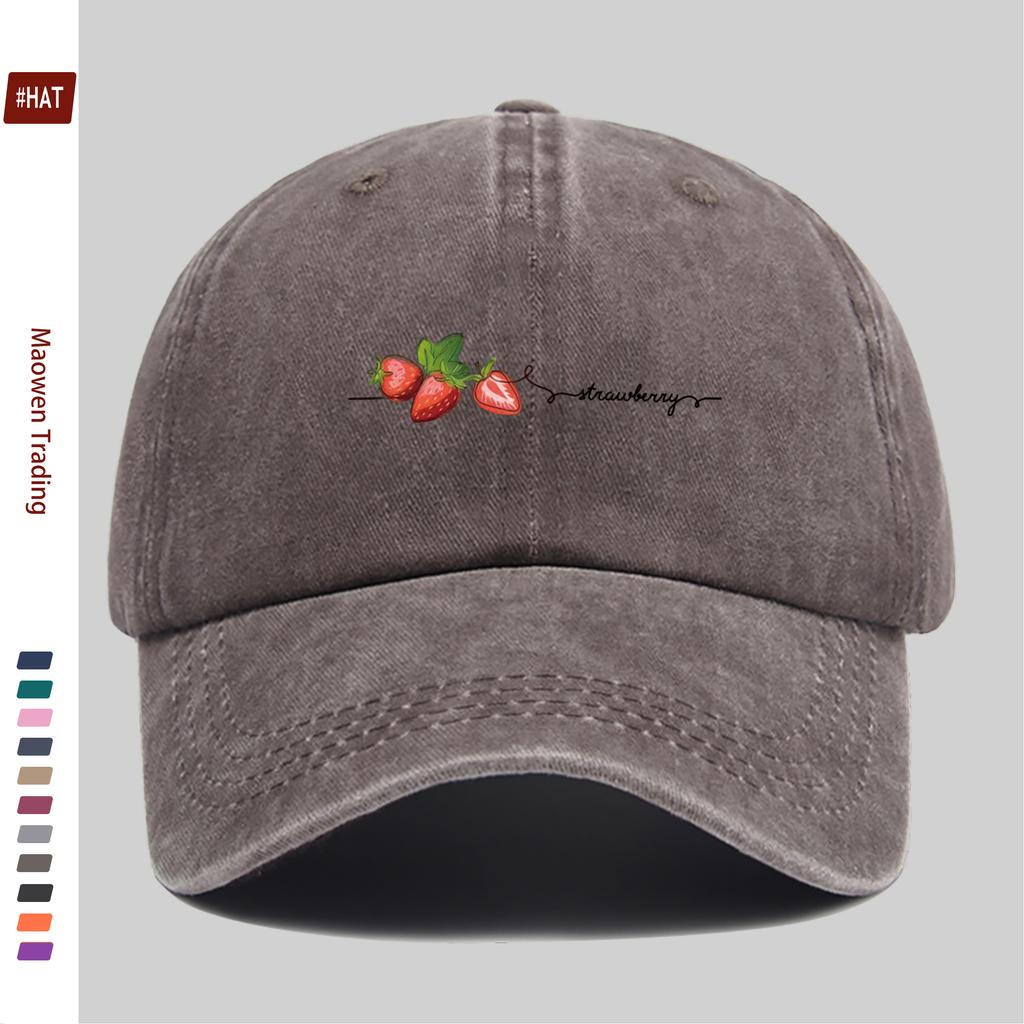 Pc Strawberry Print Baseball Cap AllSeason Sun Hat Casual Decorative Hat with Adjustable Buckle Strap Multiple Colors Avail