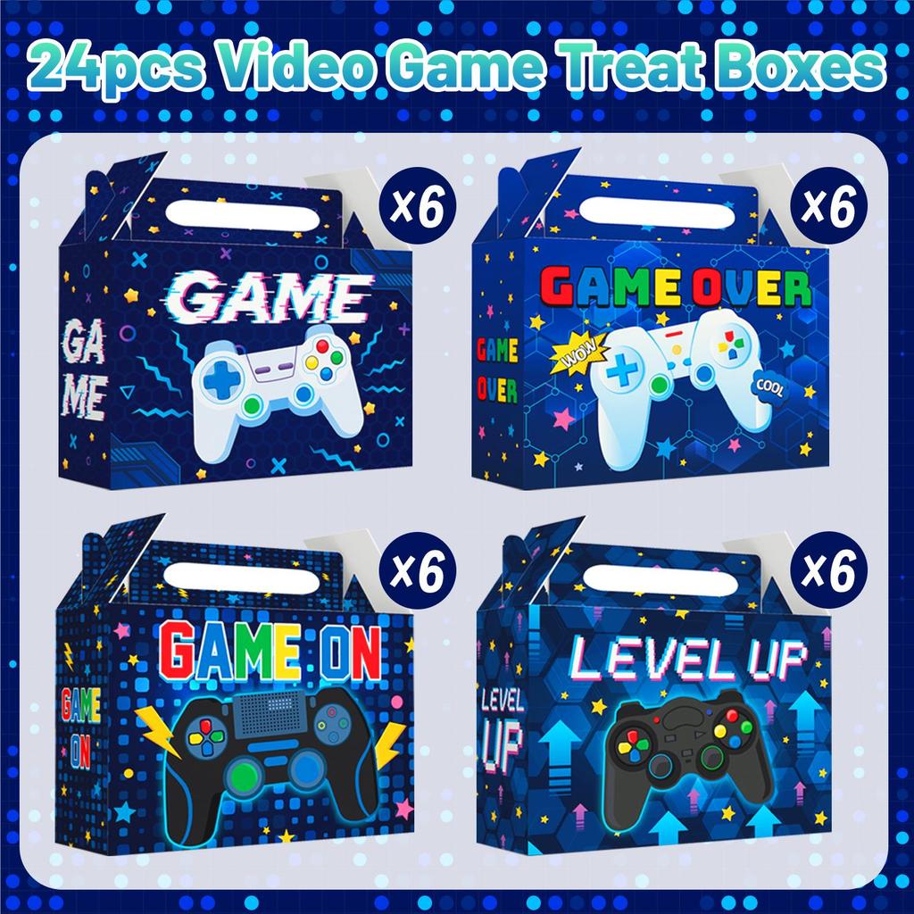Video Game Party Favor Boxes, 24 Piece Video Game Gift Box Set - Video Game Themed Party Favor Box Candy Box for Video Game Birthday Party Decorations