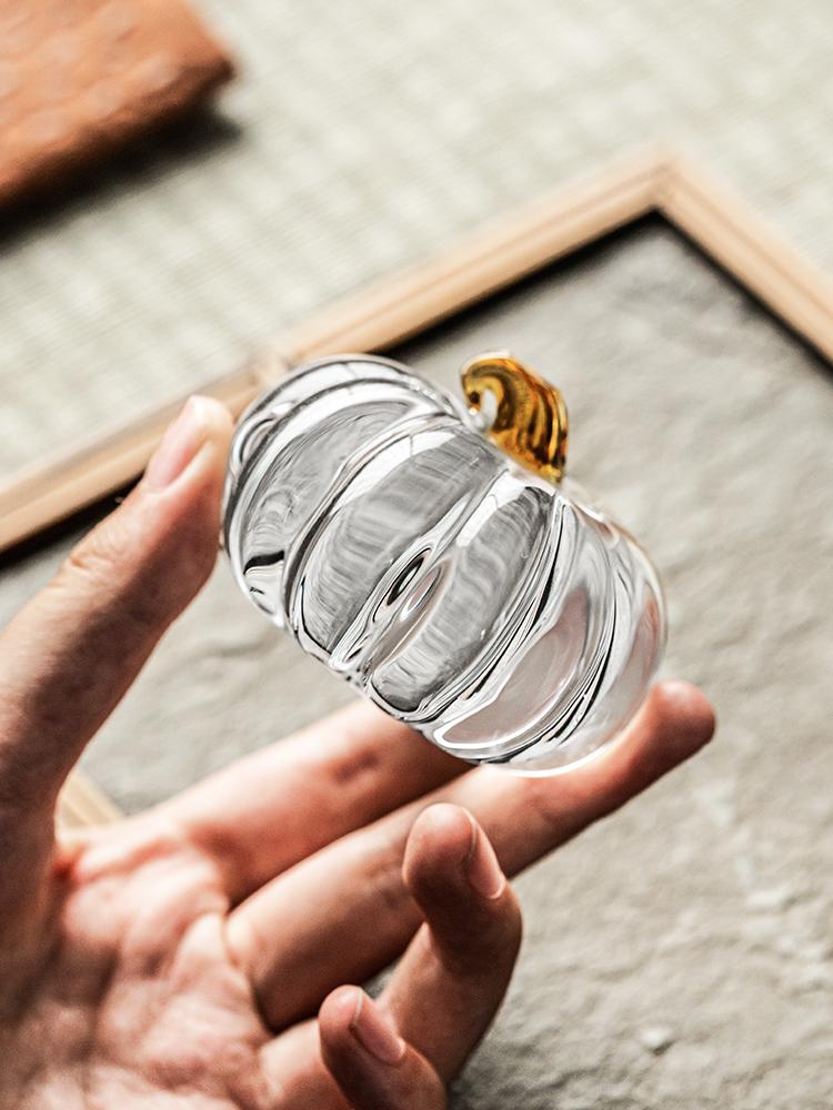 Creative Pumpkin Crystal Glass Lid Tea Pot Holder Tea Pet Decoration Japanese Sle Tea Ceremony Accories Dining Utensils