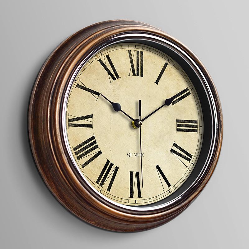 Wall Clock Retro Round Shape Home Living Room Study Room Decoration Supplies