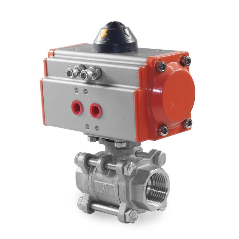 Q611F-16P Stainless Steel 304 Three-Piece Pneumatic Actuated Threaded Ball Valve