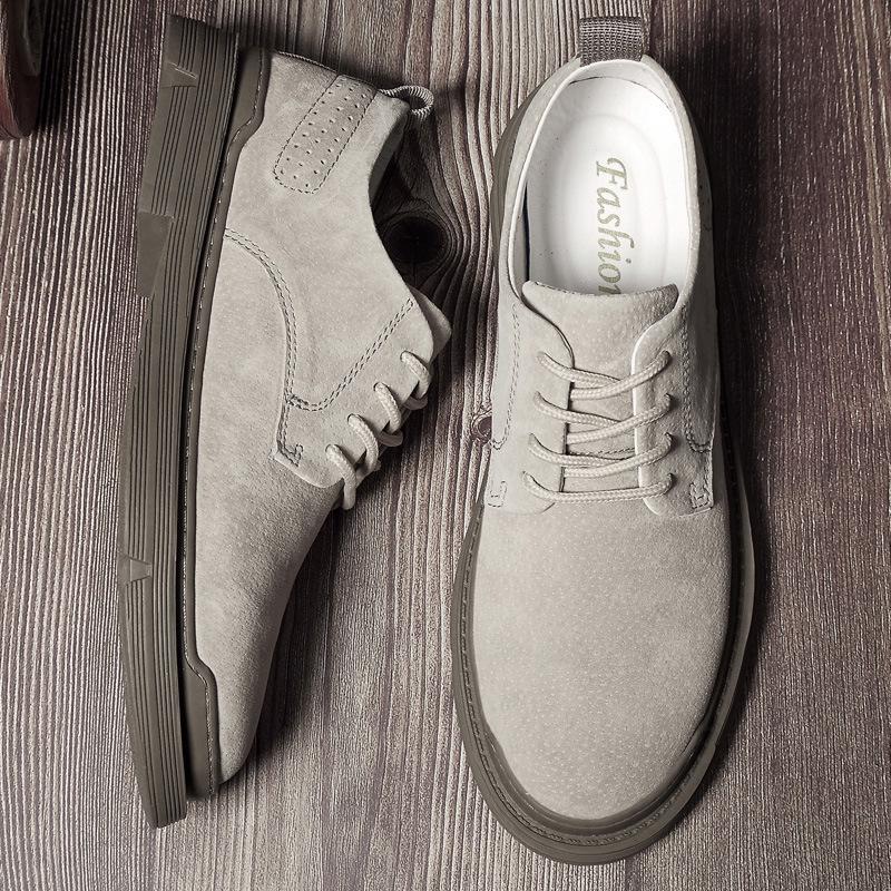 Men's European-Style Casual Round Toe Leather Shoes, Versatile Outdoor Low-Top Design