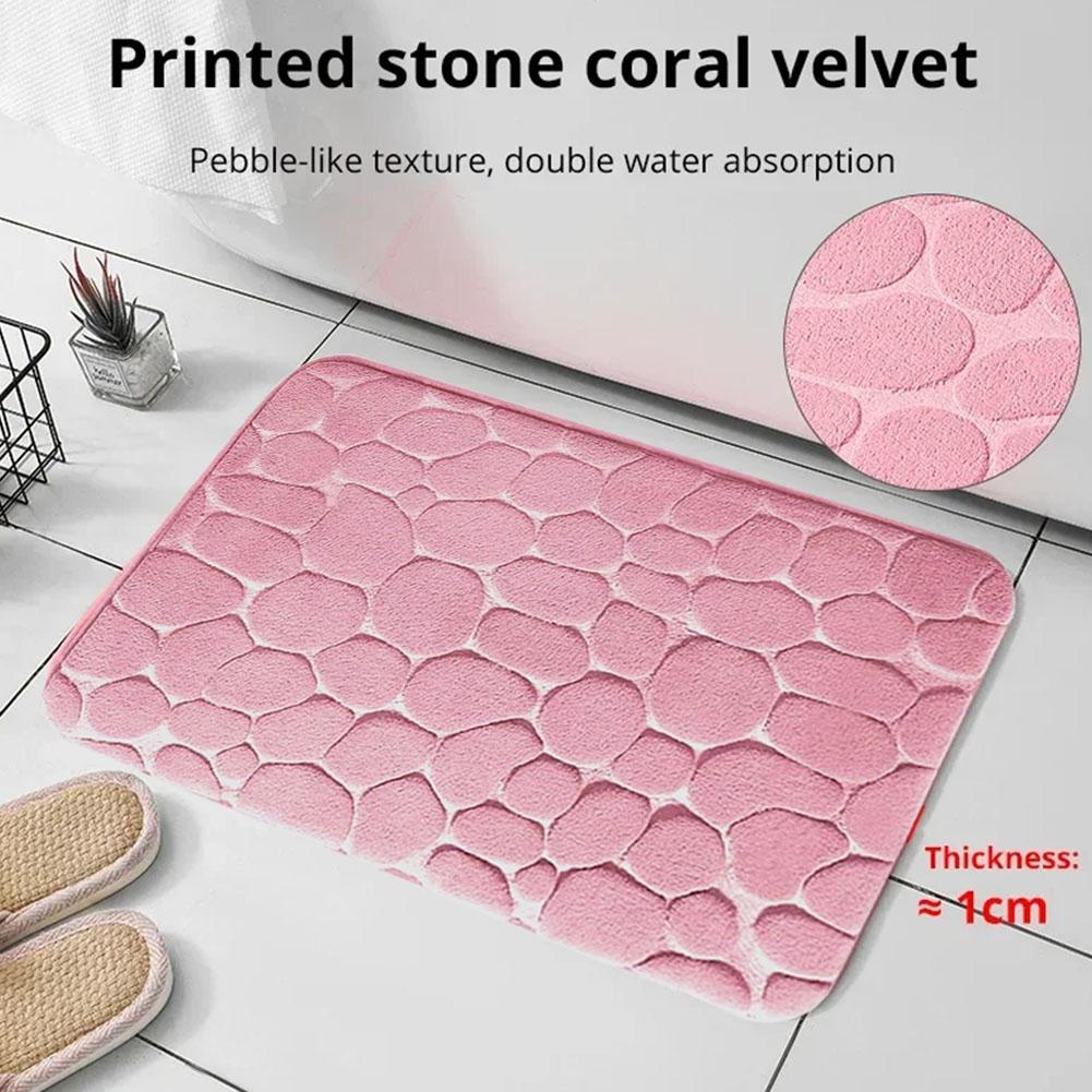 3D rutschfeste Badezimmermatte mit Kopfsteinpflaster-Prägung, wasserabsorbierender Badezimmerteppich, Duschraum-Fußmatte, waschbarer Teppich, Bad-Zubehör