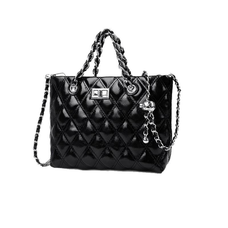 Korean version of premium texture versatile diamond shoulder bucket bag women's 2025 summer new simple messenger tote bag