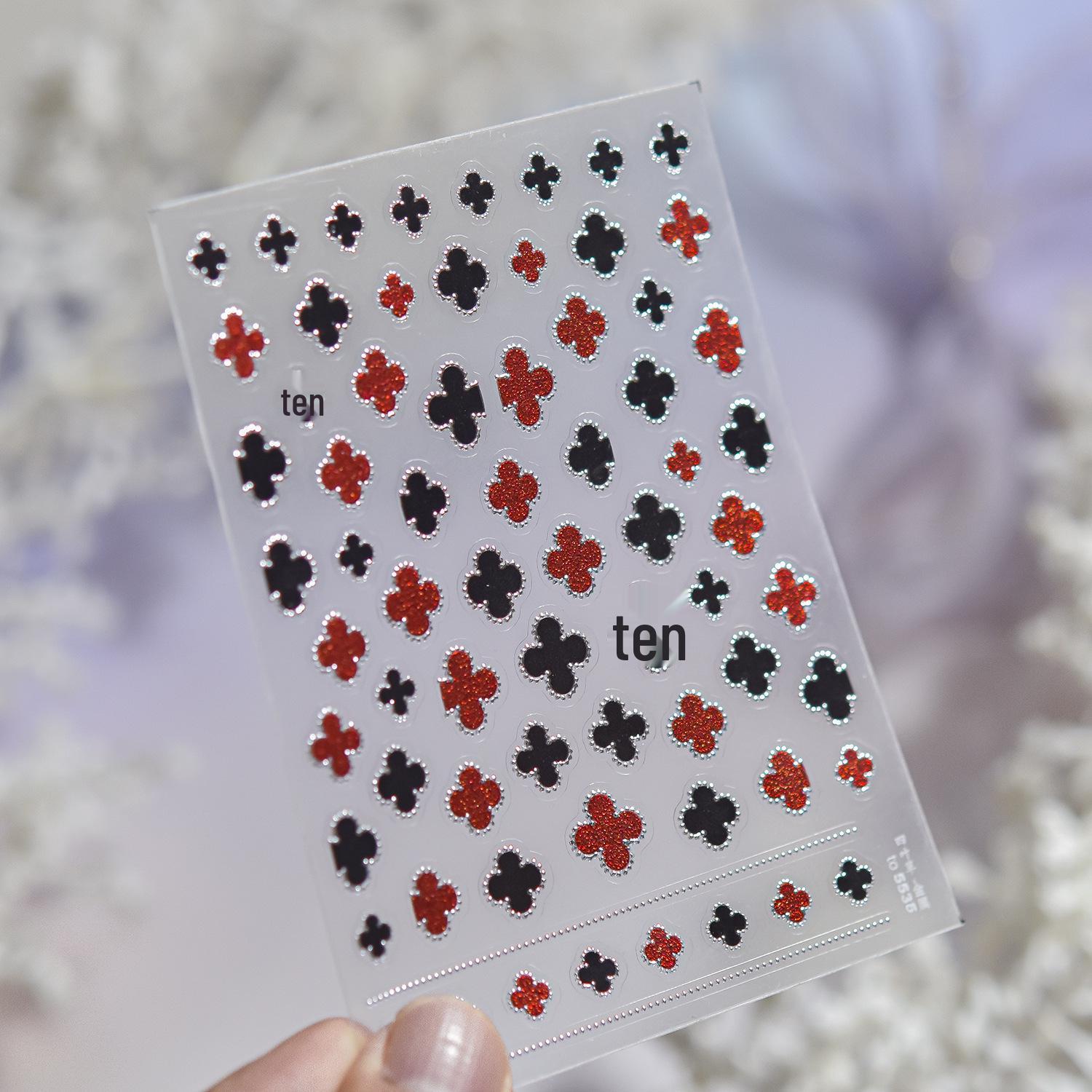 Tomoni Modern Minimalist Hot Stamping Nail Stickers - High-End Four-Leaf Clover Mixed Styles