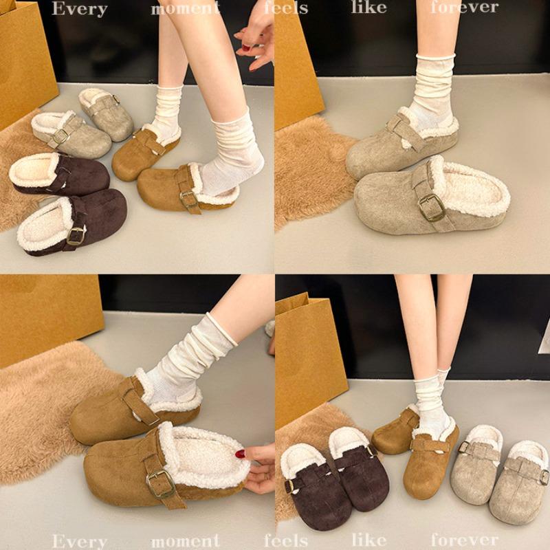 Thick-bottomed velvet bag head drag half slippers women's new autumn and winter versatile lazy Boken slippers tide