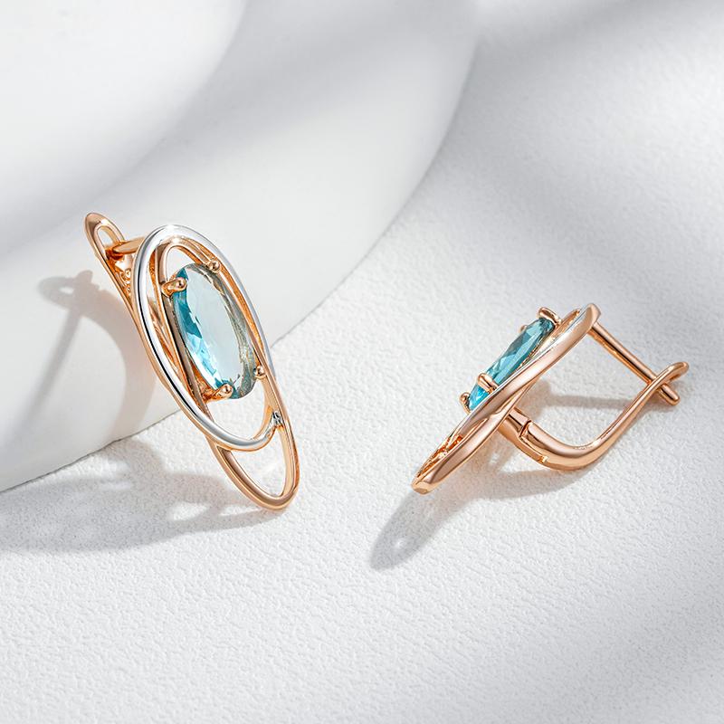 Rose Gold Color Mix Dangle Earrings For Women Personality Green Natural Zircon Party Vintage Jewelry