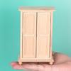 Detailed 1/12 Doll House Furniture Unpainted Wood Wardrobe Model With Functional Double Door for Kids Pretend Play Game